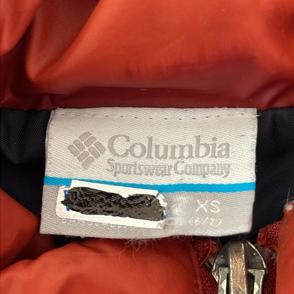 Columbia Down Youth Airspace Jacket in Dark Orange Front Pockets Size XS 6/7